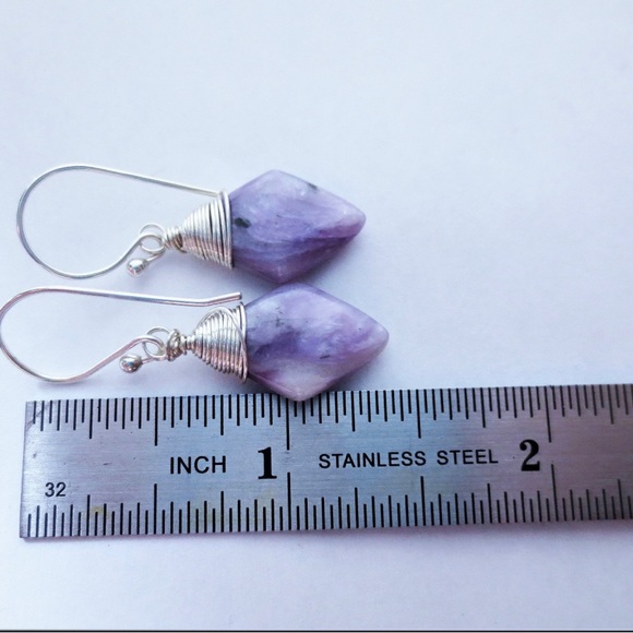 Charoite Gemstone Sterling Silver Earrings EE Designs - Picture 3 of 4